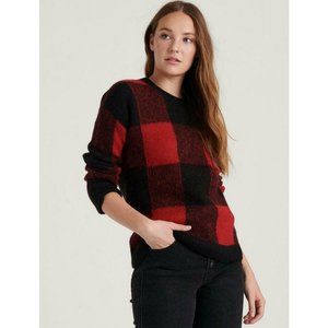 Lucky Brand Buffalo-Plaid Sweater, Red/Black, Size L